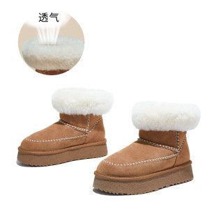 真羊毛真皮雪地靴女冬季新款加绒保暖棉靴复古短靴百搭靴子女