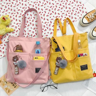 帆布斜挎包女韩版大容量单肩包学生通用款双肩背包百搭手提包布袋