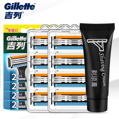 吉列(Gillette)威锋3强化刀片男士锋速剃须刀手动刮胡刀刀头 威锋三强化8刀头+剃须膏[威锋3系强化刀头,无刀架)