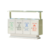 翌嘉YJ4070415 不锈钢分类垃圾箱公共场合环卫果皮箱户外垃圾桶 201不锈钢四分类平盖桶