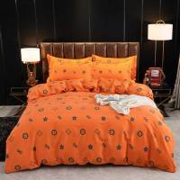 安居先森5A级纯棉磨毛印花双人床四件套活性印染D1795