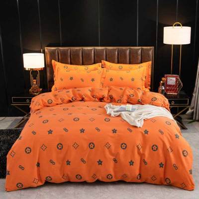 安居先森5A级纯棉磨毛印花双人床四件套活性印染D1795