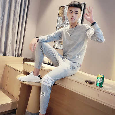 HongZun冬季加绒加厚卫衣套装男运动休闲痞帅男装一套搭配帅气两件套衣服其他套装