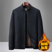 爸爸雪尼尔外套男秋冬款男士爸爸装加绒加厚外套中年男士冬装夹克