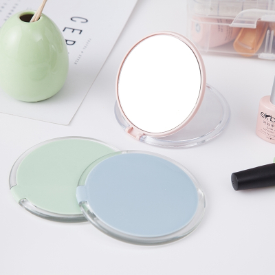闪电客便携化妆镜宿舍折叠随身镜学生小镜子台式公主镜梳妆镜镜子女圆形粉色