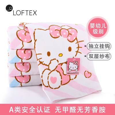 helloKitty毛巾擦手巾挂式可爱双面纯棉纱布不掉毛洗澡毛巾家用两条装