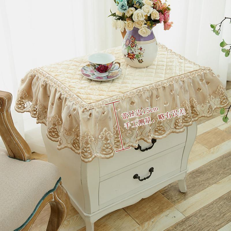 家柏饰(CORATED)床头柜盖布欧式蕾丝卧室布艺小台布罩盖布防尘罩圆形桌布床头套罩