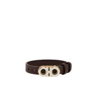 Salvatore Ferragamo小牛皮手环可调节复古黄铜装饰男款饰品