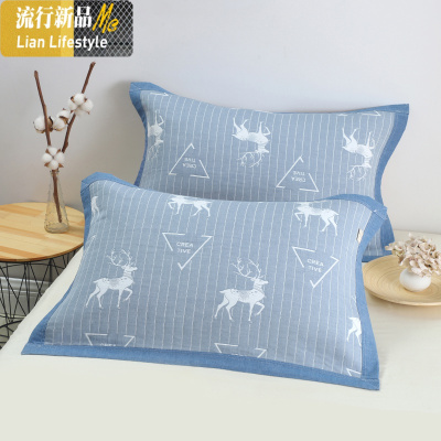 棉60支细纱纱布枕巾一对装正反面两用棉帎巾加厚棉布 三维工匠