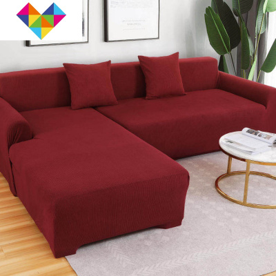 弹力加厚沙发套罩全包萬能套沙发垫北欧简约防滑四季XA型全盖布拉菲红双人位-弹力拉伸范围145-185CM-御蓝锦