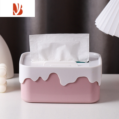三维工匠桌面卡通创意纸巾盒可爱少女心茶几餐巾纸收纳盒客厅多抽纸盒 少女粉[2个装]
