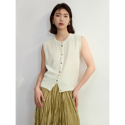 肌理感特种纱羊毛马甲背心女外穿无袖针织开衫25新款春季叠穿马夹