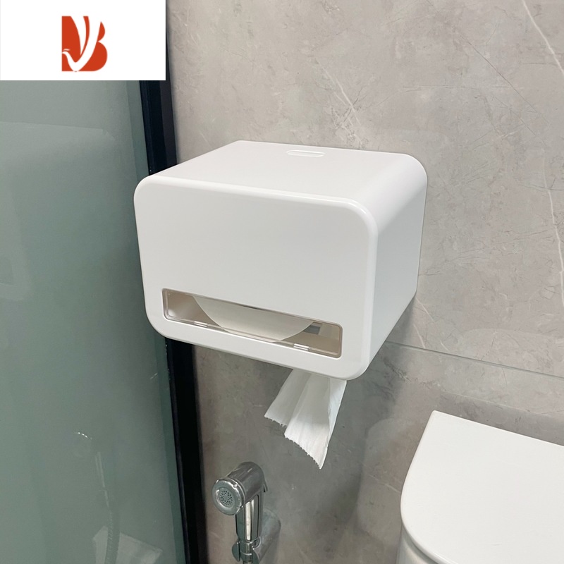 三维工匠简约卡通家用卫生间空心卷纸抽纸防水纸巾盒厕所壁挂式免打孔通用 白色通用款(无装饰) 不适合实心卷纸