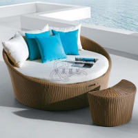 森美人阳台游泳池双人圆形情侣床室外庭院休闲沙发躺椅创意藤编户外躺床