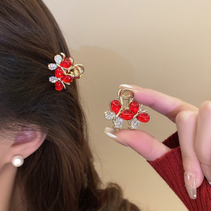 新年红蝴蝶发夹女新款创意小抓夹刘海碎发夹子顶夹小号鲨鱼夹头饰送女朋友老婆情人节七夕生日礼物