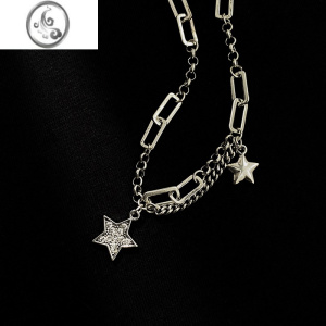 JiMi钛钢星星项链女款不掉色颈链锁骨链ins嘻哈卫衣链2023年新款潮 星星链条-项链