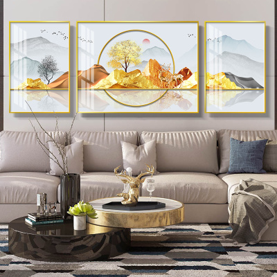 舒厅轻奢大气客厅装饰画现代简约壁画卧室餐厅组合挂画沙发背景墙画晶瓷画