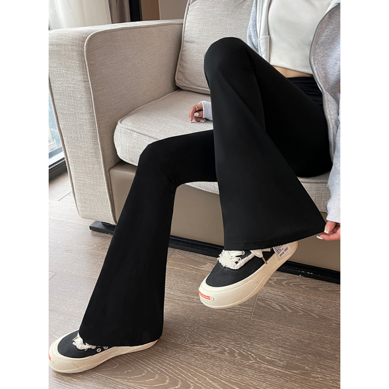 黑色喇叭裤女新款春秋季高腰显瘦马蹄裤休闲小个子微喇瑜伽裤