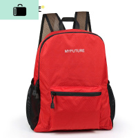 轻薄双肩包女男士轻便出游户外旅行包尼龙皮肤背包大容量可折叠包NEW LAKE 红色(网料侧袋)