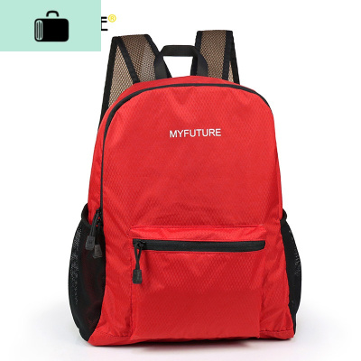 轻薄双肩包女男士轻便出游户外旅行包尼龙皮肤背包大容量可折叠包NEW LAKE 红色(网料侧袋)