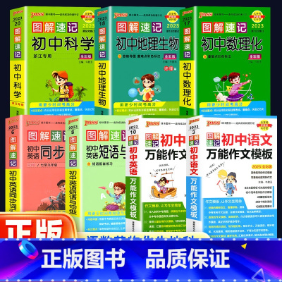 [同步词汇]-英语 初中通用 [正版]2024新版图解速记初中语文数学英语物理化学生物地理 初中上册下册基础复习强化训练