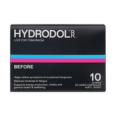 Hydrodol 解酒片 (舒醒)解缓不适氨基酸 酒胶囊缓酒片 增加维生素C 20粒 10次 1盒装 澳洲进口