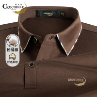 鳄鱼恤CROCODILE POLO衫男士秋冬商务休闲纯色透气中青年T恤