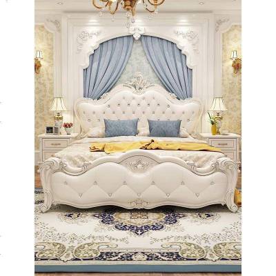 欧式床双人床 主卧现代简约实木床公主皮床1.8米高箱储物婚床