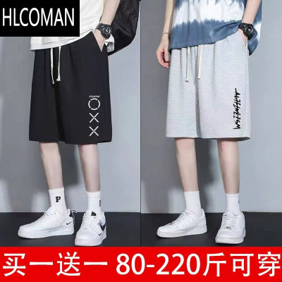 HLCOMAN男士休闲短裤夏季潮牌宽松加肥大码中裤子薄款外穿运动五分大裤衩