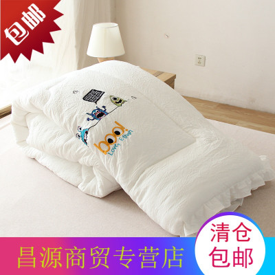 日式水洗棉绣花被子印花超柔加厚冬被芯超细羽丝绒秋冬被单双人