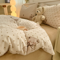 冬季加厚牛奶绒四件套新款宿舍珊瑚绒床单被罩三件套床上用品