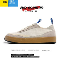 聚范帆布男鞋2024新款夏季透气百搭低帮休闲板鞋男士复古运动德训潮鞋