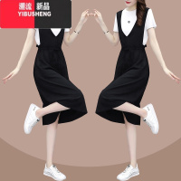 YIBUSHENG欧洲站季2024年新款中长宽松显瘦假两件背带裙时尚休闲连衣裙女