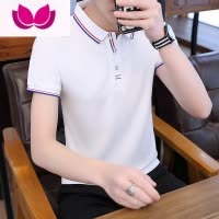 七斓男士2023新款短袖t恤半袖韩版翻领polo衫V领潮流男装tx上衣服