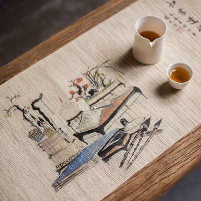 美帮汇吸水强手绘纸编桌旗纸纤维中式国画水墨茶艺干泡茶席布垫茶帘茶垫