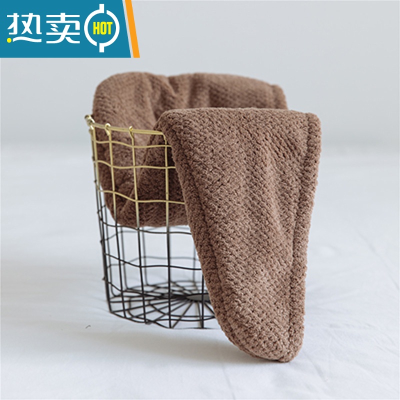 敬平干发帽女可爱韩国吸水速干加厚包头巾干发巾沐浴帽擦头发器 咖啡色(双层)