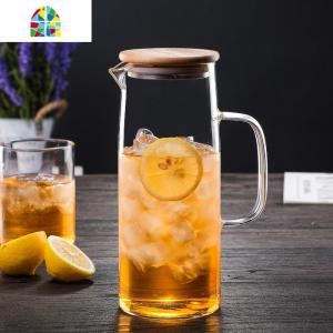 玻璃壶凉水壶大容量冷水壶家用玻璃水壶可高温果汁壶凉白开水杯 FENGHOU 1.5L直率冷水壶(包钢竹盖)+4直率杯