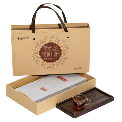 瑧馔2013年春茶藏茶青砖茶黑茶黑砖茶叶送禮佳品1700克川雅青砖茶大礼盒1.7k