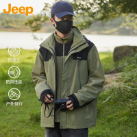 JEEP吉普三合一户外冲锋衣男士春秋款可拆卸外套男装上衣防风夹克