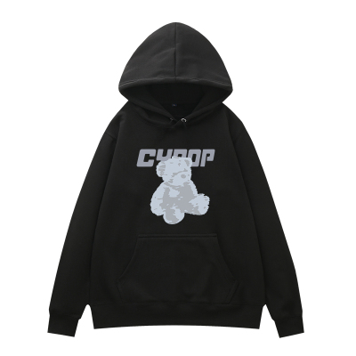 SUNTEK欧阳娜娜同款小熊卫衣女连帽黑色帽衫韩版宽松春秋薄款长袖上衣潮卫衣