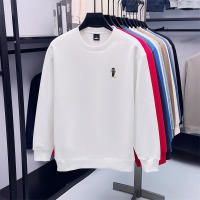 秋冬季大版卫衣男士加绒420g圆领时尚小熊刺绣潮流保暖打底衫男