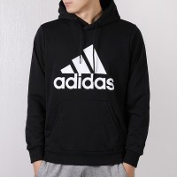 Adidas阿迪达斯卫衣男装黑色透气连帽运动针织套头衫外套GC7343 Z