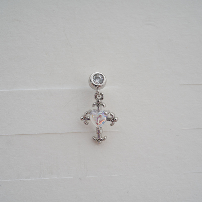 小清新天使彩光爱心十字韩国进口耳蜗耳骨钉单只粗针旋转堵拧送女朋友老婆情人节七夕生日礼物