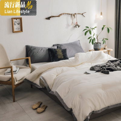日式北欧水洗棉春秋被子 单双人春秋被加厚冬天被褥被芯冬被 三维工匠