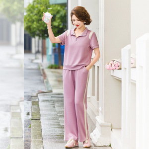 2026年女装短袖妈妈套装时尚夏季薄款休闲中老年两件套衣服宽松女