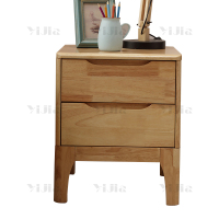 翌嘉 YJ4030705 实木床头柜简约床边柜子收纳柜储物柜 双抽款