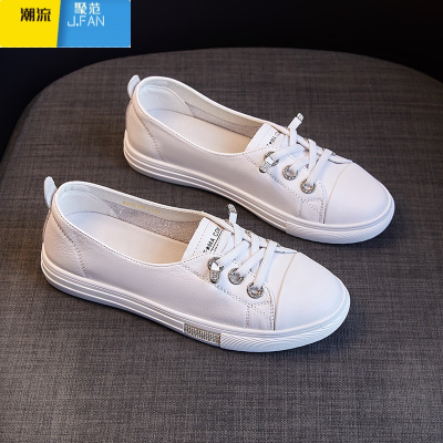 聚范浅口小白鞋女2024年新款夏秋季百搭休闲一脚蹬平底单鞋