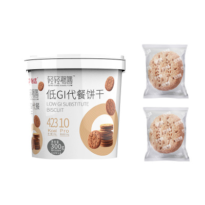 怡达轻轻相遇低GI代餐饼干300g/桶无蔗糖全麦粗粮杂粮健身休闲零食品