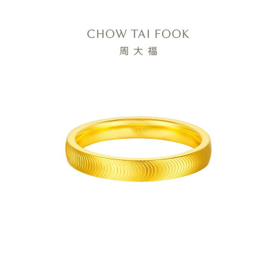 周大福鱼鳞戒指猫眼足金黄金戒指女(工费:280计价)EOF1276