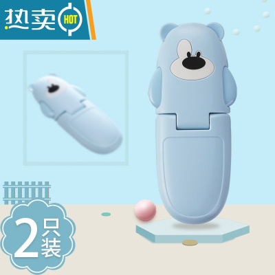 显彩防止小孩开抽屉器宝宝防夹手安全儿童锁柜子扣锁防滑出固定卡扣 小熊蓝色[2个装]房门安全扣